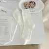 Meias Femininas Finas de Malha Respirável com Padrão Vazado para Primavera e Verão, Meia até a Panturrilha, Cor Sólida Versátil, Estilo Japonês Arredondada, Meias Sem Costura