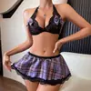 Amazon Transfronterizo Nuevo Comercio Exterior Suministro Lencería Sexy Falda Corta con Liguero Conjunto de Dos Piezas para Mujer Venta al por Mayor de Fábrica