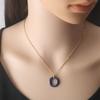 Pingente de Aço Inoxidável em Forma de Gota com Zircônia Cerâmica Espacial Aço Titânio Dourado e Prateado Corrente de Clavícula Ajustável Colar Feminino