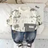 Conjunto de Sudadera de Forro Polar para Niños Yihao, Nuevo, Cuello Redondo, Moda, Bolsillo Único, Ropa para Bebés de Dos Piezas, Otoño e Invierno