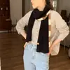 Ins lado cachecol de lã tricotado xadrez para mulheres inverno versátil grosso quente longo versátil cachecol de estudante moda