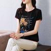 Camiseta de Manga Corta para Mujer Camiseta Interior de Algodón 2021 Nueva Tops para Mujer de Mediana Edad Talla Grande Suelta Cubre Vientre Camisa de Media Manga Trendy