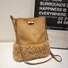 Bolso Cubo Mao Mao con Flecos Transfronterizo para Mujer Suministro Bolso de Hombro de Ante Bolso de Hombro Cruzado de Lana de Cordero para Viajero
