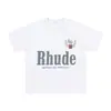 Marca de Nicho de Moda Rhude Verano Nueva Bandera de Corona Streetwear Retro Holgada Camiseta de Cuello Redondo de Manga Corta para Hombres y Mujeres