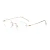 Gafas Sin Montura de Titanio Ultra Ligeras Estilo Pluma 53 Monturas Ojo de Gato, Femeninas, Intelectuales y Versátiles Gafas Lisas, Venta Directa de Fábrica 9035