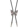 Nuevo collar europeo y americano de aleación de mariposa transfronterizo con cuello polo de PU, collar largo de cuero de estilo punk vintage