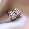Cao Shi Versión Coreana Dropshipping Nuevos Pendientes para Mujer, Joyería Geométrica Simple y Elegante, Anillo de Doble Capa en Forma de Anillo para el Día a Día