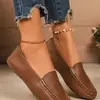 2025 Novo Exportação Transfronteiriça Tamanho Grande Novo Versátil Casual Sapatos Baixos Femininos Slip-On Mocassins Couro Macio