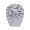 Gorro de punto liso para bebé transfronterizo con doble lazo, Gorro para bebé estilo indio, Gorro suave de algodón acanalado para bebé, Estilo Ins
