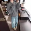 Suéter de lana trenzado grueso para otoño e invierno para mujer, cárdigan de punto con doble cremallera, abrigo suéter de corte holgado, top de punto trenzado de ochos