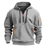 Sudadera con capucha, cremallera, múltiples bolsillos, chaqueta tipo pullover con capucha, para hombre, forrada de polar, para otoño e invierno, transfronteriza