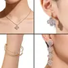 Pulsera Abierta de Flor de Zirconia de Doble Capa con Forma de Diamante, Pendientes de Diseño de Nicho de Moda y Exquisitos, Joyería de Lujo Ligero y Acabado de Alta Gama para Mujer