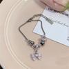 Collar de Hilo Rosa con Cuentas Redondas de Mariposa Láser, Lindo, Lujo Accesible, Regalo para Novia, Diseño Nicho de Alta Gama, Pulsera Dulce y Cool