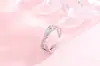 Anel Dourado com Zircônia Cravejada de Diamante Cruzado para Mulheres, Fornecimento Transfronteiriço da Moda, Temperamento Elegante, Anel Aberto Popular de Luxo Leve