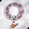 Pulseira de Contas Bodhi de Taro Roxo Duplo Círculo Contas de Ábaco Sementes de Bodhi Pulseira de Contas de Oração Budista Feita à Mão Preço de Atacado do Fabricante