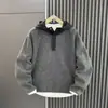 Sudadera con capucha tipo pullover de retazos estilo retro americano para hombre, otoño e invierno, engrosada, cálida, casual, versátil, holgada, moderna
