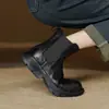Botas Chelsea de Suela Gruesa Estilo Retro, Combinan con Todo, Piel de Vaca de Primera Capa Pulida, Color Otoño 2024 Maillard, Botines para Mujer