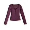Ap25512-25 Novo Estilo de Verão Estilo Coreano Camiseta Básica Feminina Slim Manga Longa Gola V Botão Pura Lustre Tencel
