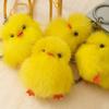 Llavero de Pollo Amarillo de Piel Genuina Colgante de Peluche para Bolso Accesorio para Niñas Pato Amarillo Pequeño Encanto para Teléfono Muñeca Juguete