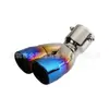 Tubo de Escape de Tubo Duplo Modificado Decoração de Carro Duas Gargantas de Escape Silenciador Universal Garganta Dupla Espessada Azul Queimado