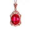 Colgante de Diamante Ovalado de 10 Quilates Caibao de Moda Colgante de Turmalina Roja Sintética Circonita Roja Colgante Noble de Lujo