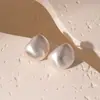 Pendientes de Resina Plegados con Aguja de Plata Transfronterizos Europeos y Americanos, Pendientes Estilo Maillard, Pendientes Ovalados Simples de Lujo Ligero de Gama Alta