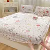 Alfombra de piso de una sola pieza color sólido algodón lavado antideslizante completamente cerrada sábana de cama juego de tres piezas cubierta de cama colchón individual de dormitorio a prueba de polvo simple