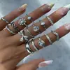 Anillos Ecológicos Europeos y Americanos de Venta Caliente Transfronteriza, Conjuntos de Múltiples Piezas de Alta Gama Incrustados con Diamantes, Anillos Apilables, Joyería y Accesorios de Moda