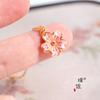 Pulsera de Oro Rosa Brillante de 24K con Flor de Cerezo Ajustable Colgante Romántico de Flor para Regalo de Novia