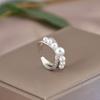 Anillo Ajustable de Plata S925 con Perla Shijia Retro Francés Luz Lujo Moda Elegante Diseño Nicho Anillo para Mujer