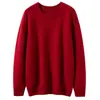 Suéter de Cashmere Novo de Camada Dupla Espessado com Gola Redonda Outono e Inverno Feminino Solto Tricô Preguiçoso Manga Longa Pulôver Camada Base