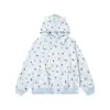 Moletom com Capuz Estampado Completo de Morango e Orelhas da Hello Kitty Estilo Cartoon Anime Americano para Mulheres Outono e Inverno Novo Solto Jaqueta com Zíper