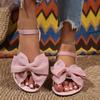 Sandálias Planas Redondas Verão Novo Estilo Laço Bico Aberto tamanho grande Sapatos de Comércio Exterior Tamanho 43 Sapatos Femininos Transfronteiriços Europeus e Americanos