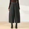 Calça Sabre de Veludo Cotelê Retrô Cor de Café Feminina 2026 Outono/Inverno Nova Cintura Alta Roupa Externa Veludo Cotelê Listrado Calça Casual de Pernas Largas