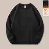 Moletom com forro de fleece masculino, estilo outono e inverno, gola redonda, manga longa, blusa básica, top versátil casual solto, roupas masculinas