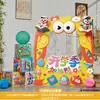 Escena de apertura del jardín de infantes: Ceremonia de "Comenzamos la escuela", ambiente, fondo de tablero KT, decoraciones y adornos de salón de clases
