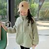 Chaqueta Gruesa de Espiga de Trigo para Niñas 2023 Otoño/Invierno Nueva Chaqueta Infantil de Felpa de Color Sólido con Bolsillos Patchwork