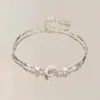 Pulseira Tátil Refrescante Estrela e Lua Trituradas para Mulheres, Luxo Leve, Estilo Nicho, Joia Simples, Única, Versátil para Melhores Amigas