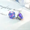 Pendientes de Titanio F-136 Aleación Redondos con Garras Gradiente Flor de Cerezo de Cinco Pétalos Circonita G23 Titanio Rosca Interna Circonita Piercing de Labio