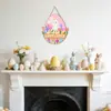 Adornos decorativos transfronterizos de madera con forma de conejito de Pascua y huevo de tulipán, adecuados para decoraciones colgantes