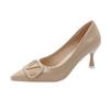 Elegantes Zapatos Casuales de Salón de Aguja de Charol Nude para Mujer 2024 Nuevo Otoño y Primavera Alargadores de Piernas Tacones Altos de Punta Fina