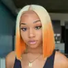 Peruca Nova Bob Transfronteiriça Peruca Europeia e Americana Cabelo Liso Curto Feminino Meio Ponto Gradiente Fibra Química Touca peruca ombre