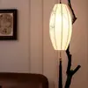 Estilo Retro Galho Zen Chinês Luminária de Chão Sala de Estar Sala de Chá Estudo Lâmpada de Atmosfera Lanterna de Tecido Pesca Ajustável