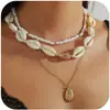 Amazon Moda Transfronteriza Estilo Vacacional Collar Estrella de Mar Caracola Cadena para Clavícula Playa Casual Versátil Joyería para Mujer