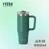 Taza Térmica Tyeso de Gran Capacidad para Café Helado Taza Refrigerante Portátil para Coche con Popote Taza para Coche de Acero Inoxidable