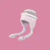 Gorro de Lana Tejido con Parches Rayados de Felpa Estilo Étnico para Mujer Otoño Invierno Engrosado Cálido Gorro Pullover Gorro a Prueba de Frío con Protección para los Oídos