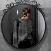 Camiseta listrada masculina primavera e outono nova estilo coreano solta moderna casual versátil gola redonda manga longa camiseta base
