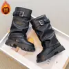 Botas de Cuero Forradas de Felpa para Niñas 2026 Nuevas Botas Martin de Invierno para Niños Estilo Británico Botas Caídas Suela Gruesa Antideslizante Botas de Media Caña