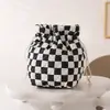 Bolsa de Almacenamiento Ligera Nueva Estampada con Cordón Transfronteriza, Bolsa de Maquillaje Acolchada Estilo Coreano Floral con Cordón de Gran Capacidad