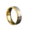 Anillo de Acero Inoxidable Europeo y Americano Transfronterizo Simple y Dominante Elegante Joyería al por Mayor 8mm Dorado Doble Peldaño Mate